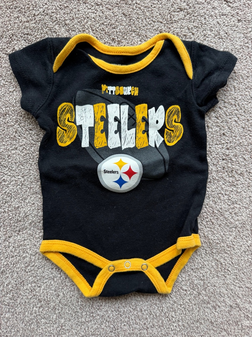 Genuine Merchandise Black and Yellow Pittsburgh Steelers Baby Bodysuit